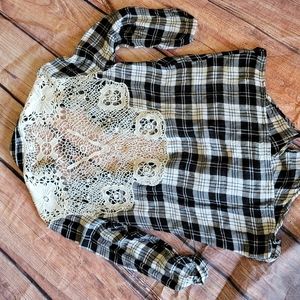American rag- Plaid with lace cover up top